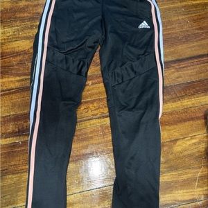 Adidas Girls Track Pants, Size Large, Black with pastel lines